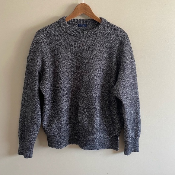 Wool Cotton Long Sleeve Crew Neck Sweater | Salt and Pepper Gray - Picture 2 of 8